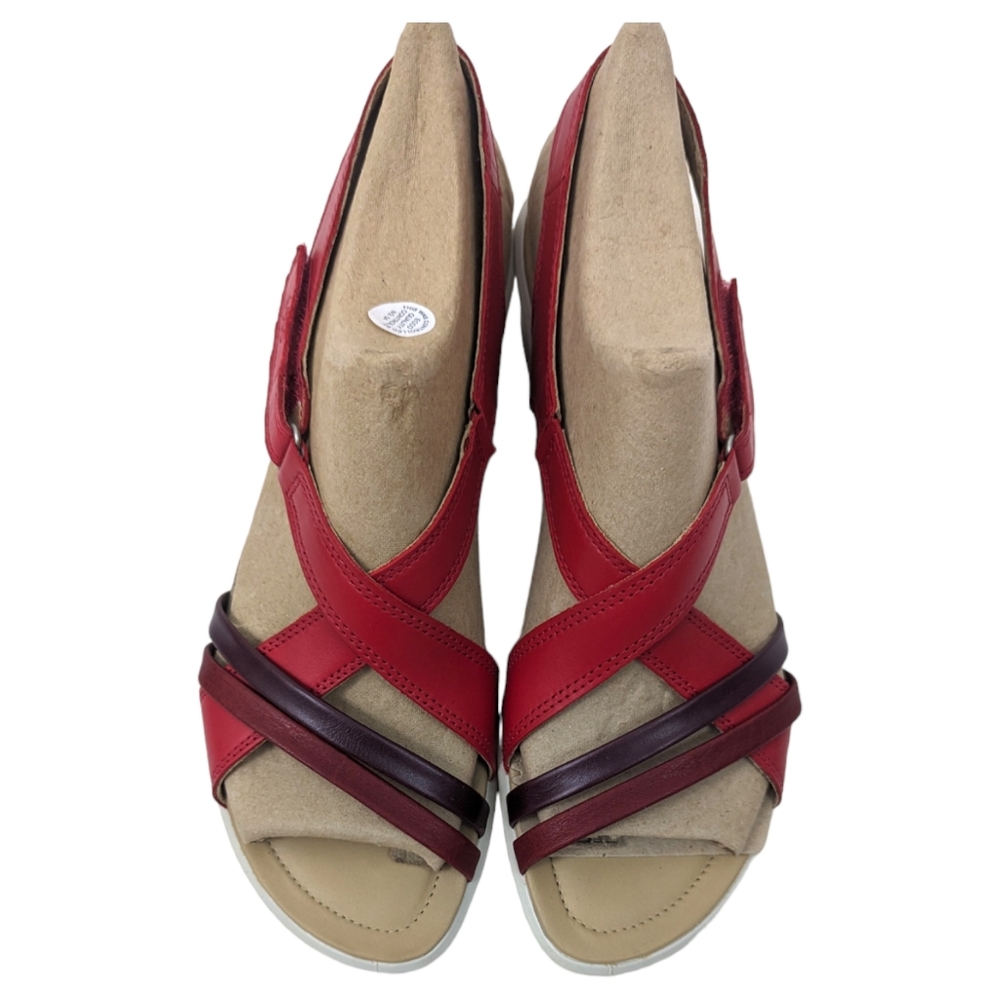ECCO Leather Felicia Sandals NEW Womens 42 11 11.5 Red Strappy Velcro Closure - Picture 9 of 14